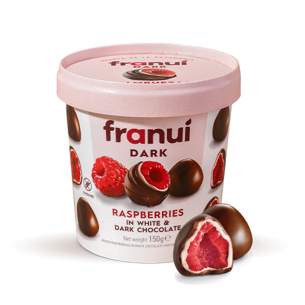 Franuí de frambuesas con chocolate blanco y negro