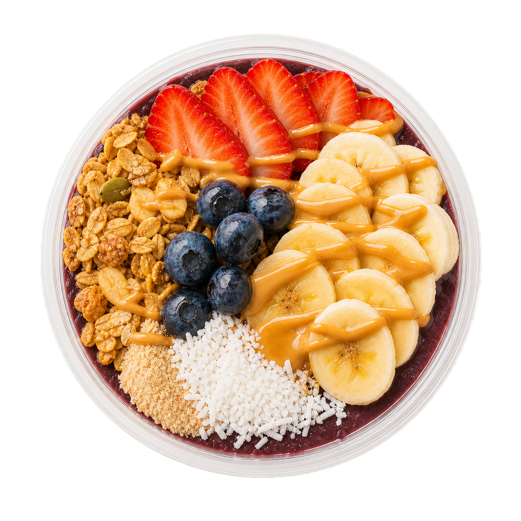 Açaí Wainalo servido en envase de plástico transparente